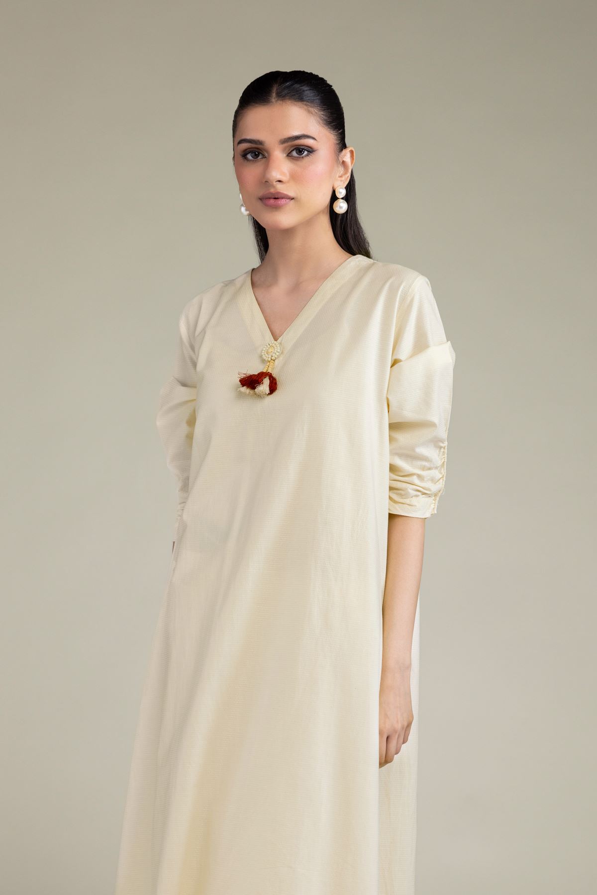 Dyed Textured Cotton Viscose Long Cotton Kurta - 1-26-210-A-C1-VG