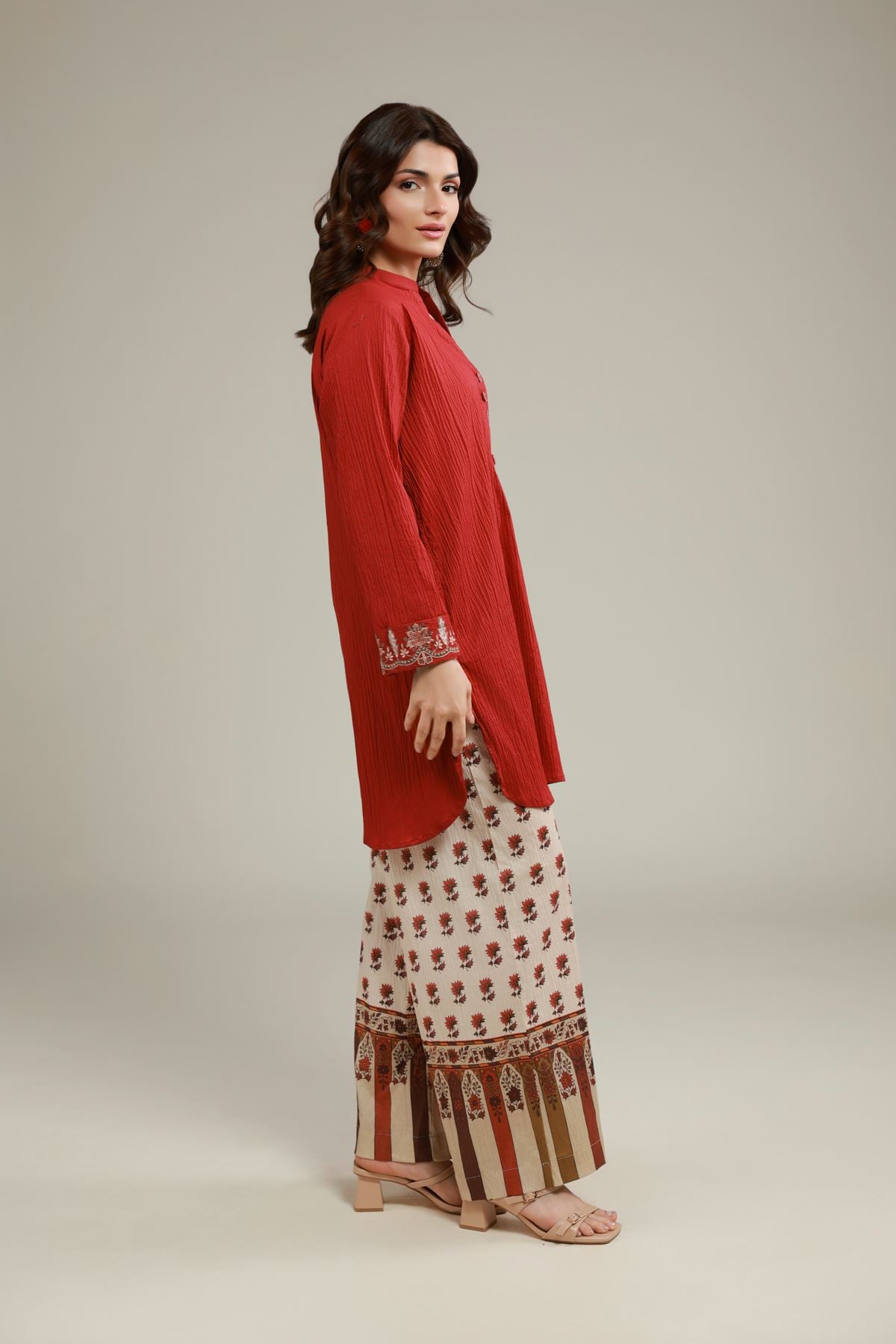 Printed Cotton Crinkle Floral Relaxed Pants - 25-09-10E2-12TA-VG