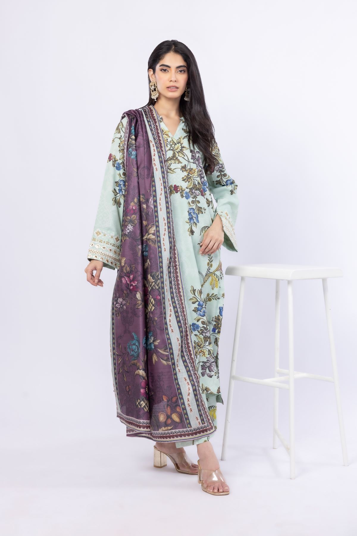 Embroidered Russian Raw Silk Kurta - 25-09-9S3-07TB-VG
