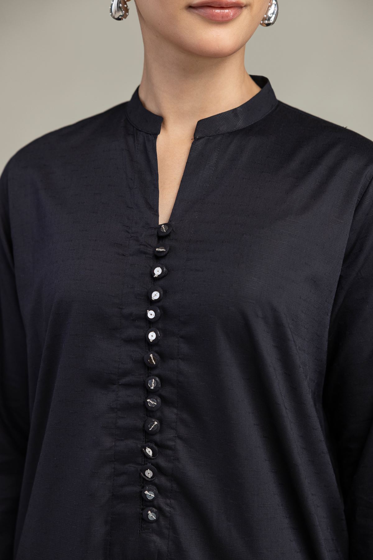 Embroidered Textured Cotton Viscose Black Cotton Kurta - 1-26-245-A-D2-VG