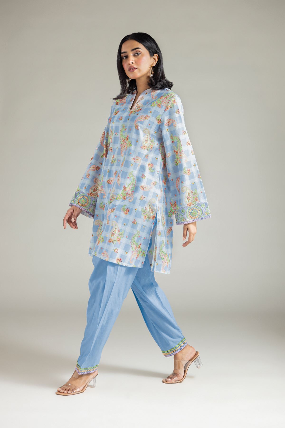 Embroidered Textured Lawn Fabrics 2 Piece | Top and Bottom - A112-26-120EA2-VG