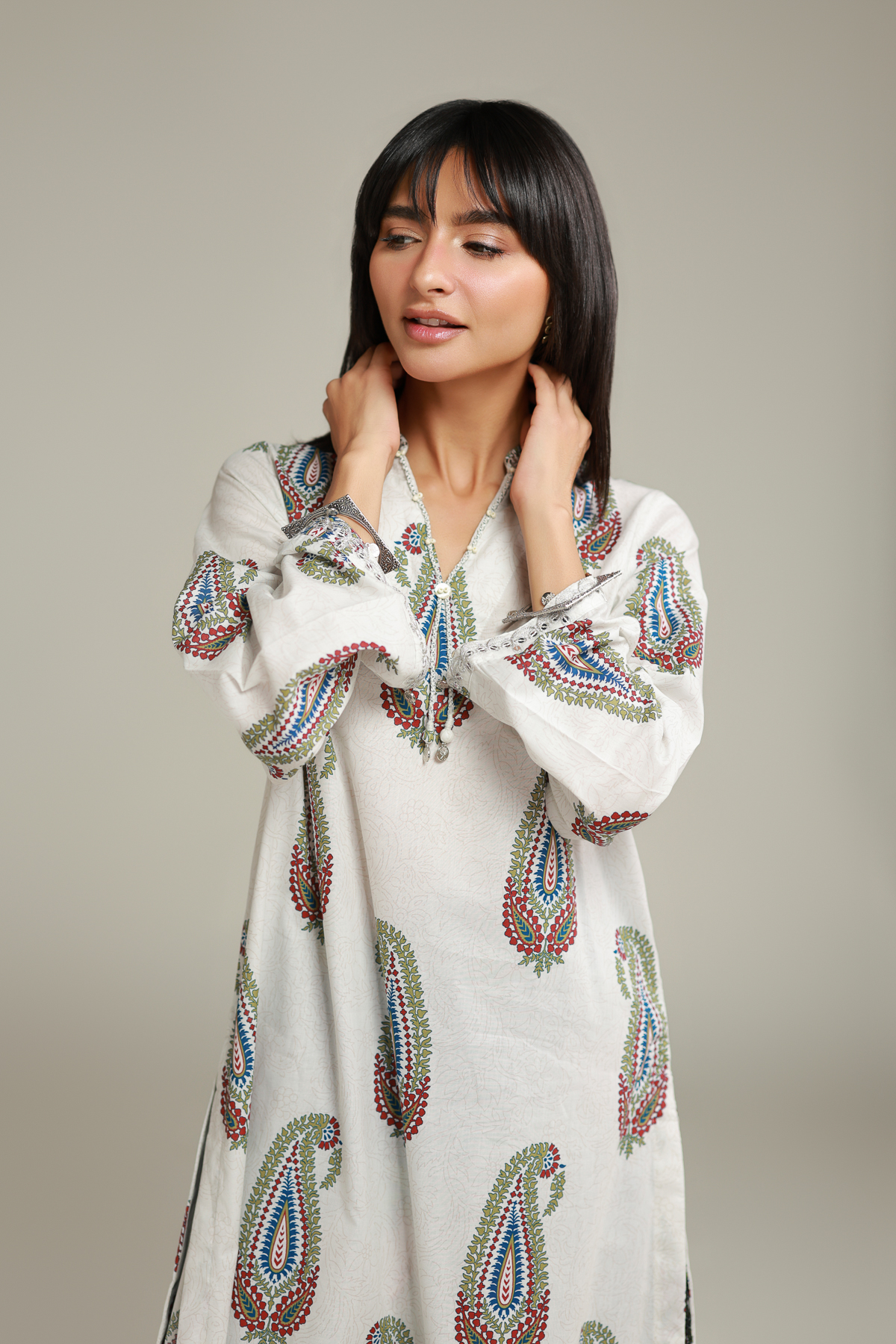 Embroidered Cambric Long Cambric Kurta - 1-26-138-A-D-VG