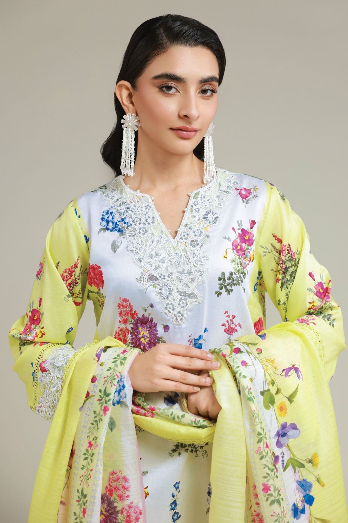 Printed Satin Tailored 3 Piece - T-A22-26-109FA1-VG