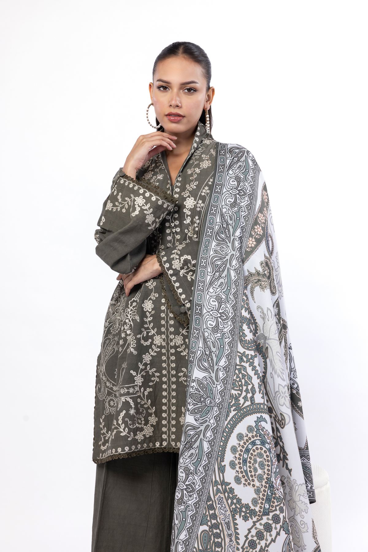 Embroidered Khaddar Fabrics 3 Piece - 1001908470