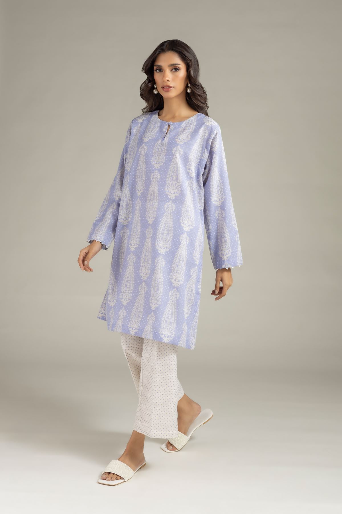 Printed Textured Cotton Kurta - 25-10-10S4-02TA-VG