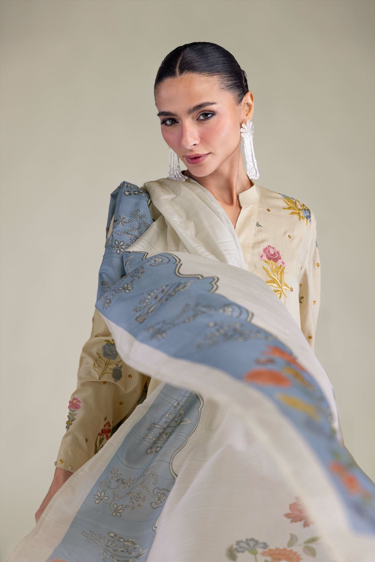 Embroidered Polyester Silk Polyester Silk Dupatta - 2-26-206-A-E1-VG