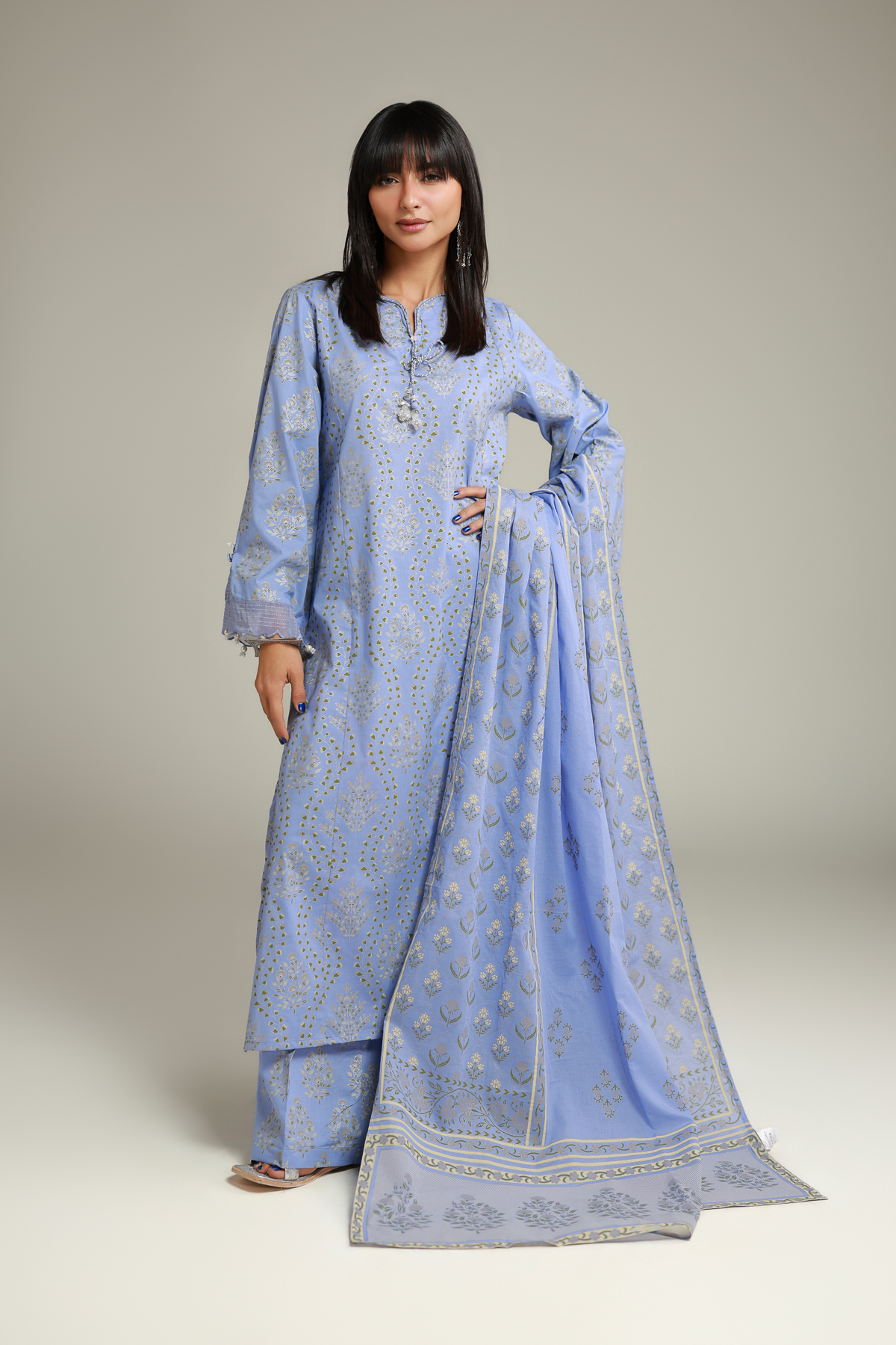 Printed Cambric Cambric Kurta - 8-26-202-A-A1-VG