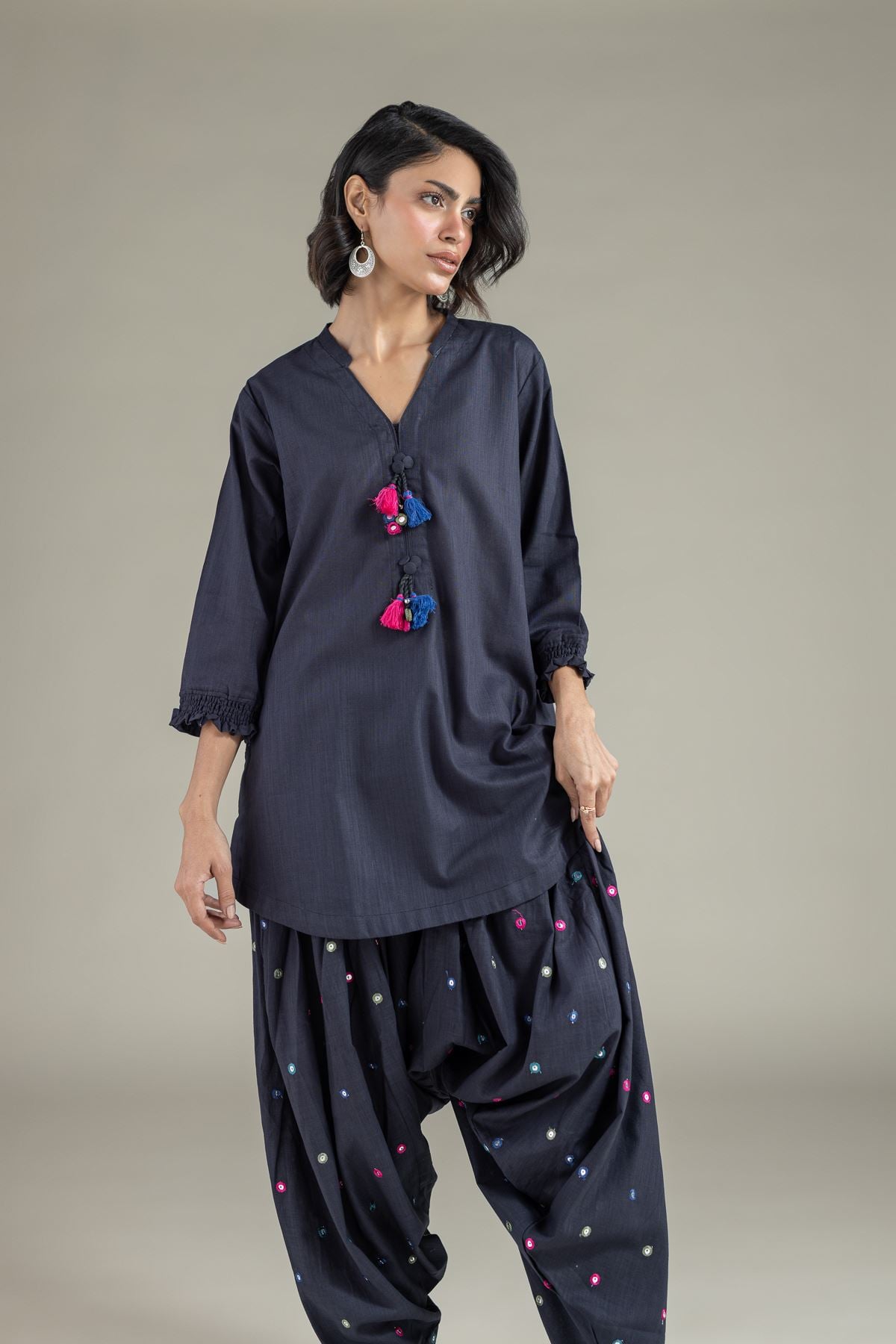Dyed Heavy Textured Cotton Kurta - 25-04E48-07TA-VG