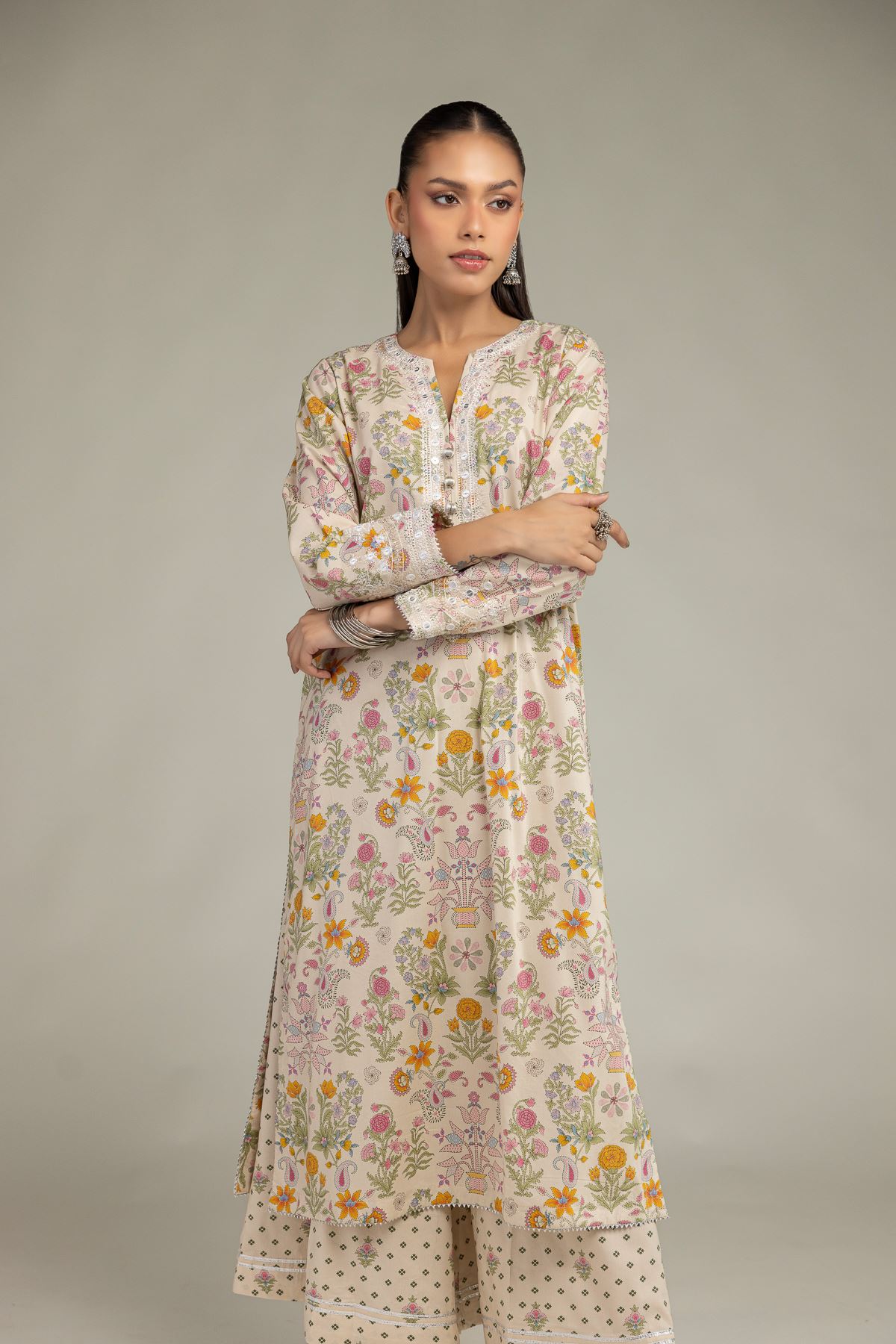 Embroidered Cotton Viscose Cotton Viscose Kurta - 2-26-201-A-C-VG