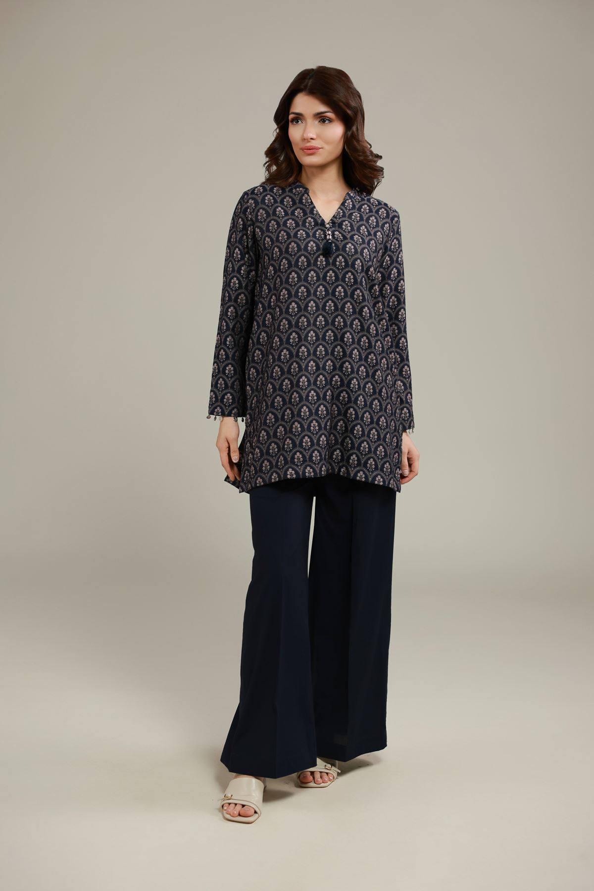 Dyed Jacquard Kurta - 25-07-7E8-11TA-VG