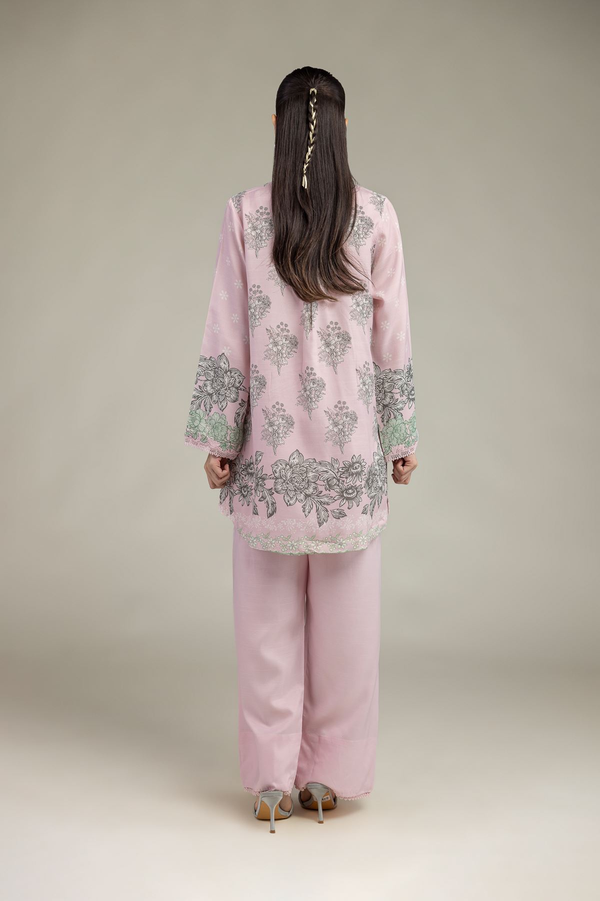 Embroidered Raw Silk Floral Silk Kurta - 2-26-201-A-C-VG