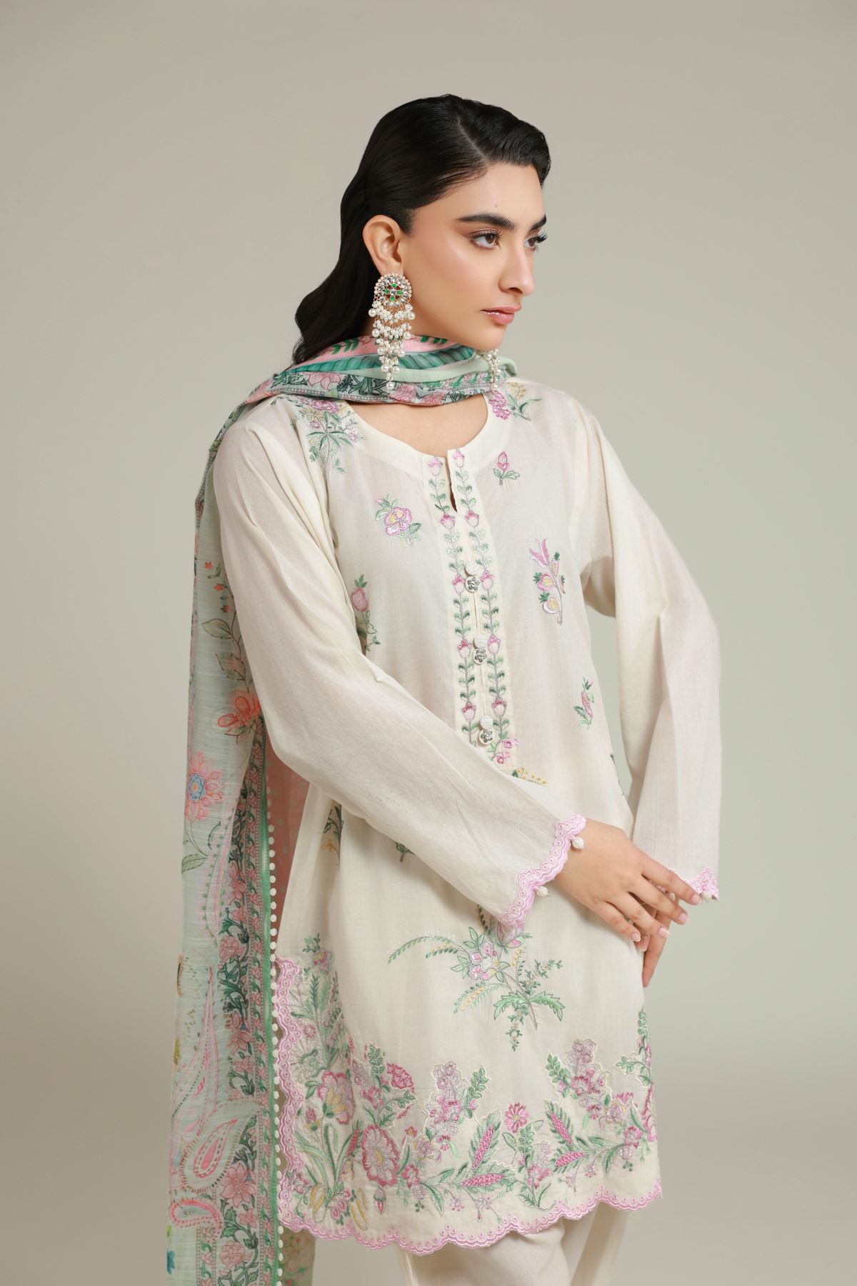 Embroidered Cambric Tailored 3 Piece - T-A33-26-109FF2-VG