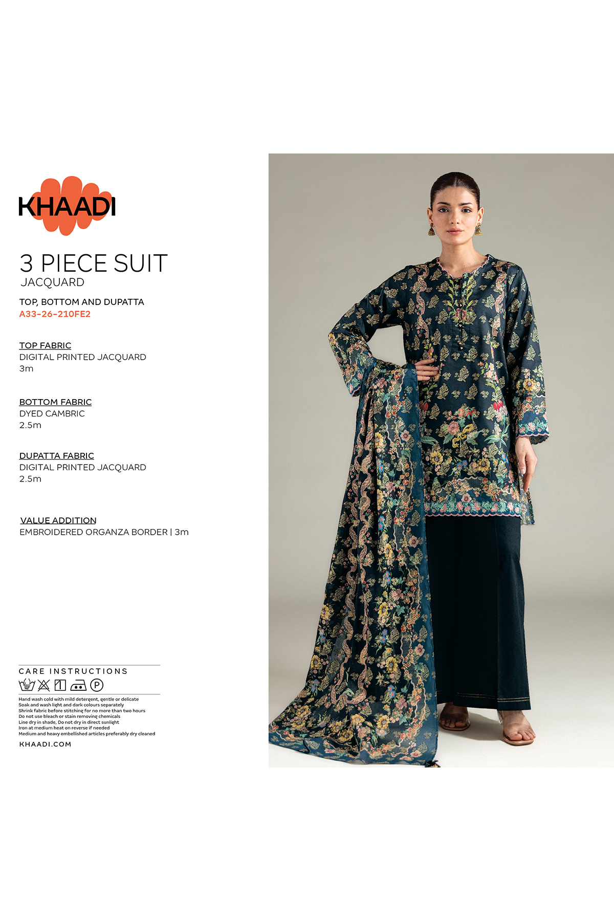 Embroidered Jacquard Fabrics 3 Piece - A22-26-214FH1-VG