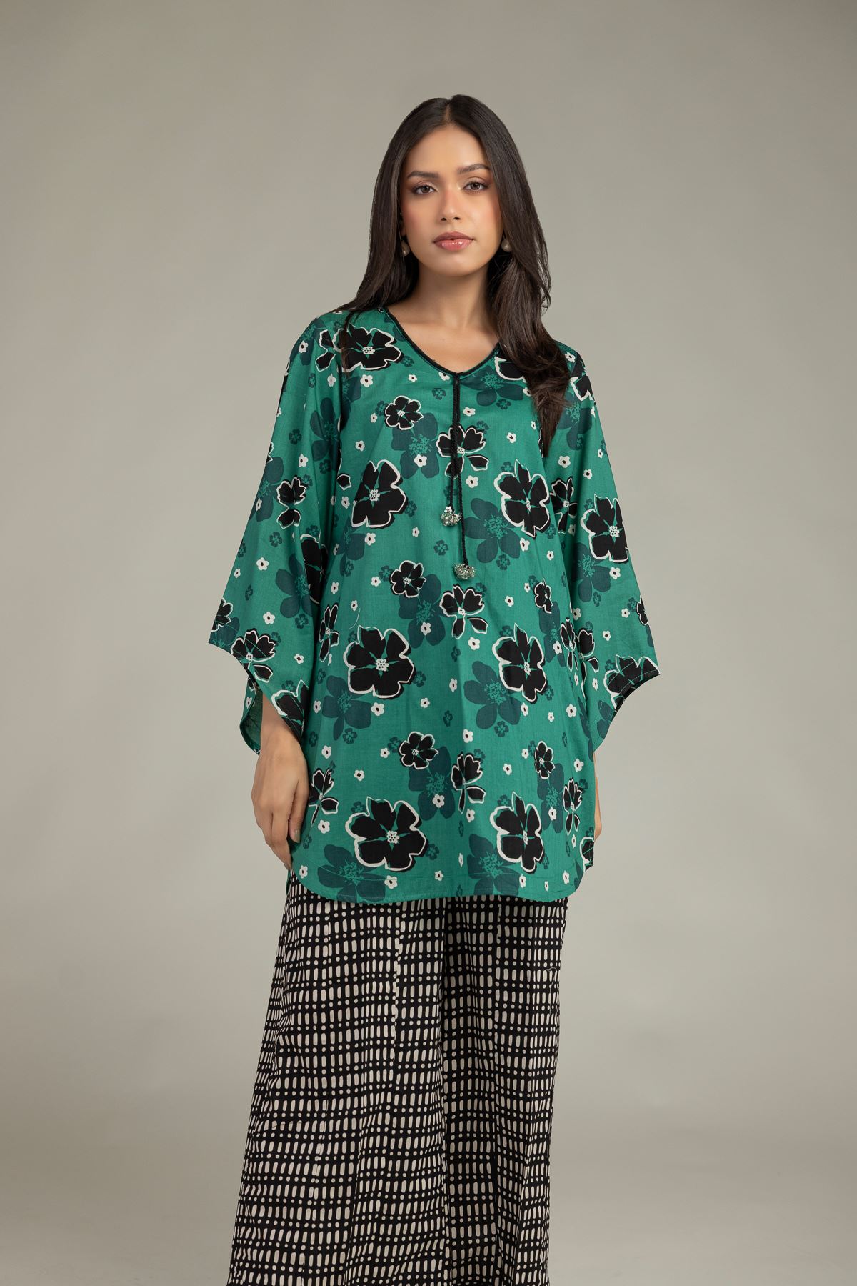 Printed Cambric Floral Green Kurta - 2-26-201-A-C-VG