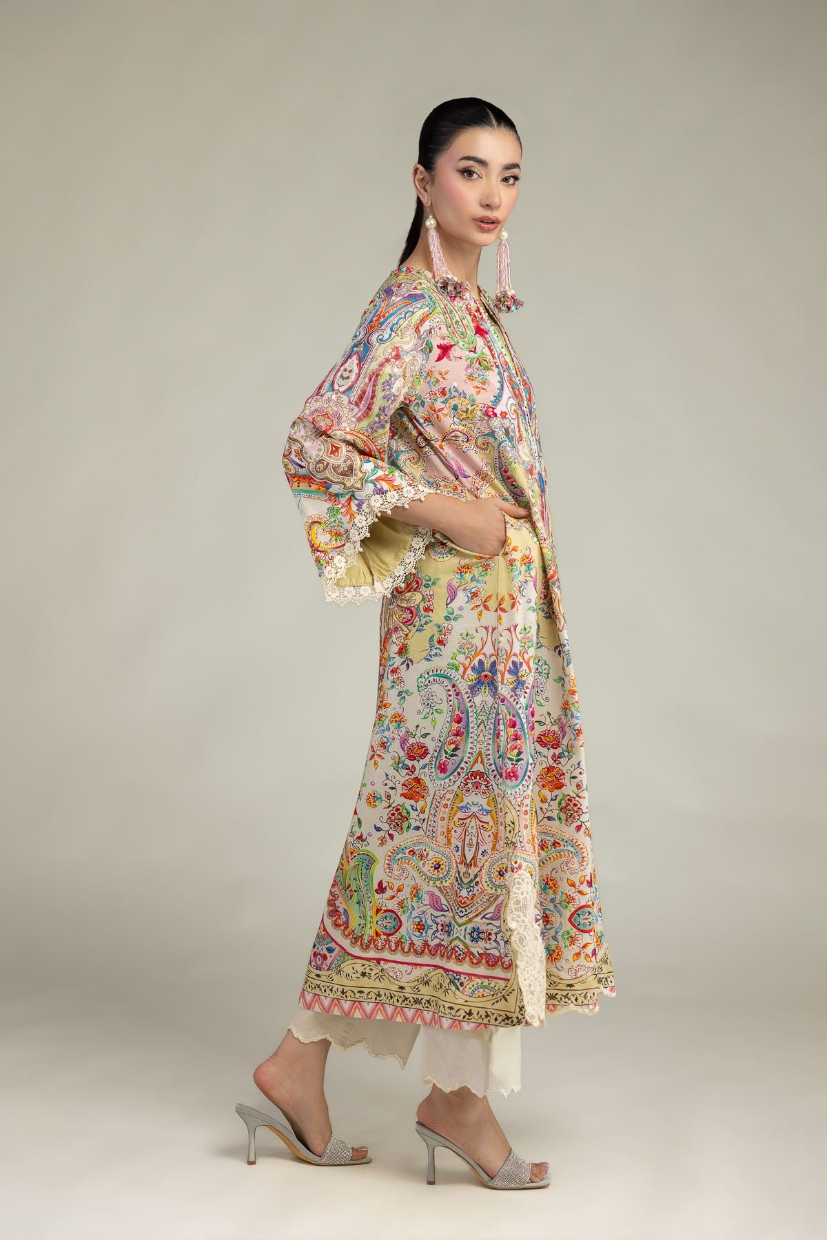 Embroidered Raw Silk Raw Silk Pants - 2-26-212-A-I1-VG
