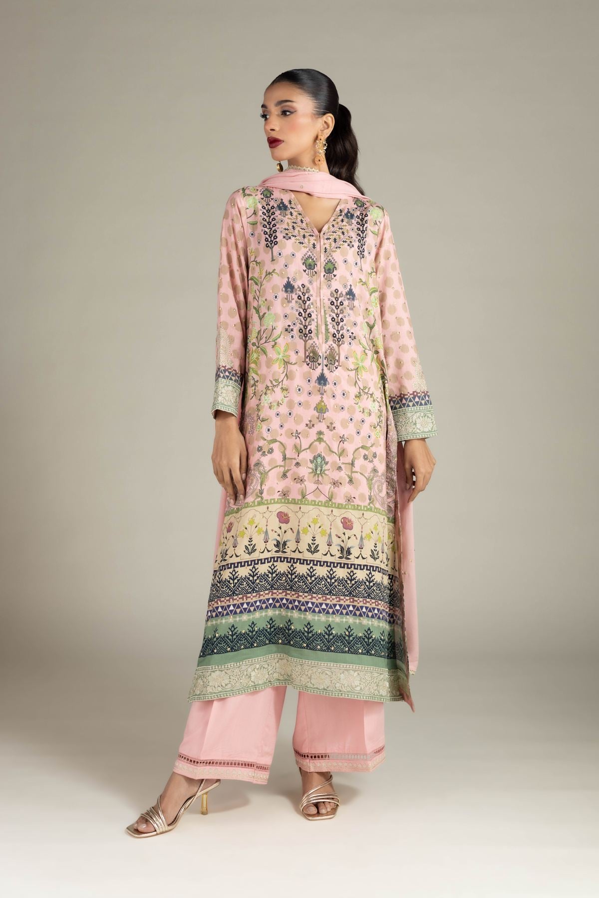 Embroidered Raw Silk Pants - B1-2-26-106-A-C-VG
