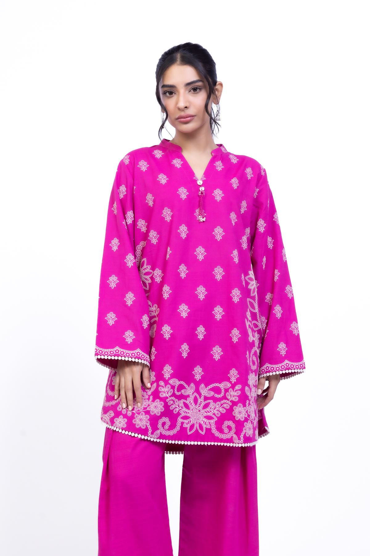 Printed Khaddar Kurta - 25-10-12E4-05TA-VG