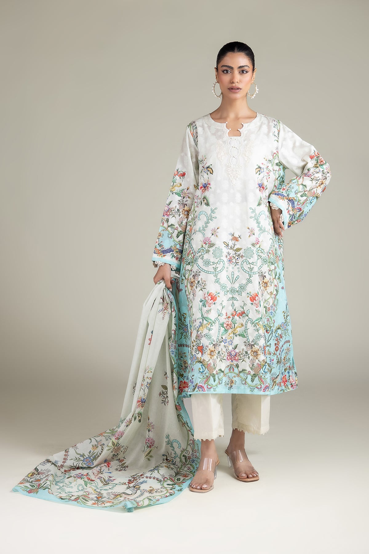 Embroidered Broshia Fabrics 3 Piece - T-A33-26-207FD1-VG