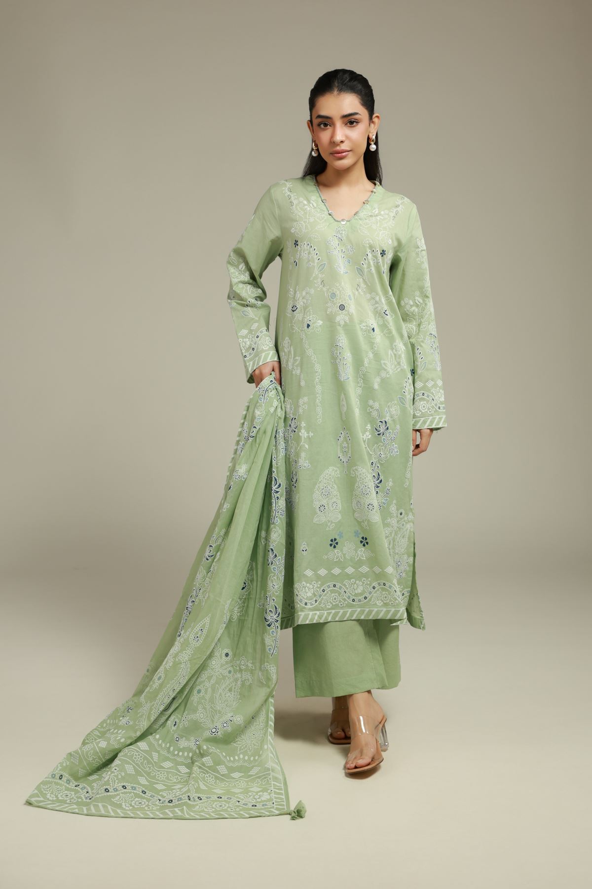 Printed Cambric Tailored 3-Piece Set - T-A22-26-112FH1-VG