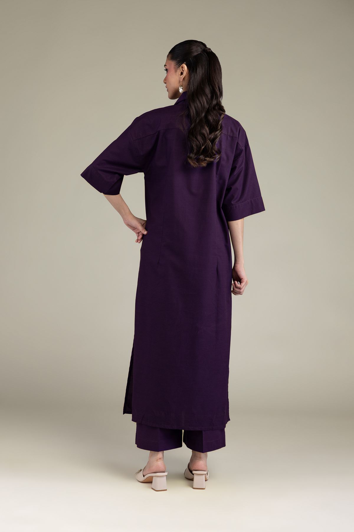 Dyed Textured Cotton Viscose Textured Cotton Kurta - 1-26-206-A-F1-VG