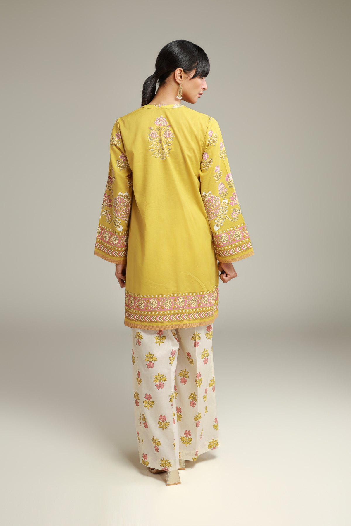 Printed Cambric Cambric Drawstring Kurta - 5-26-104-F-E-VG