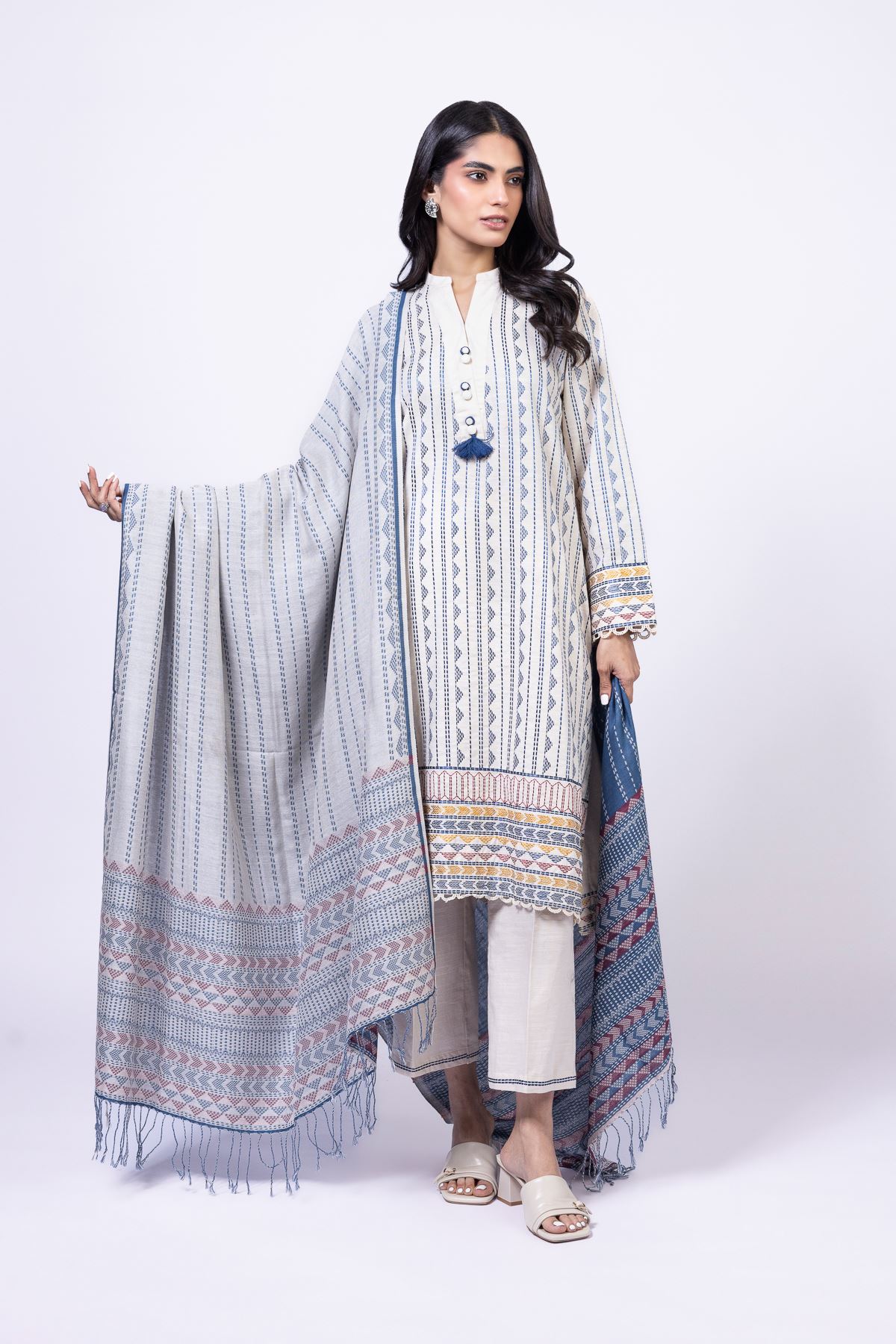 Embroidered Khaddar Pants - 25-10-10S4-02TB-VG