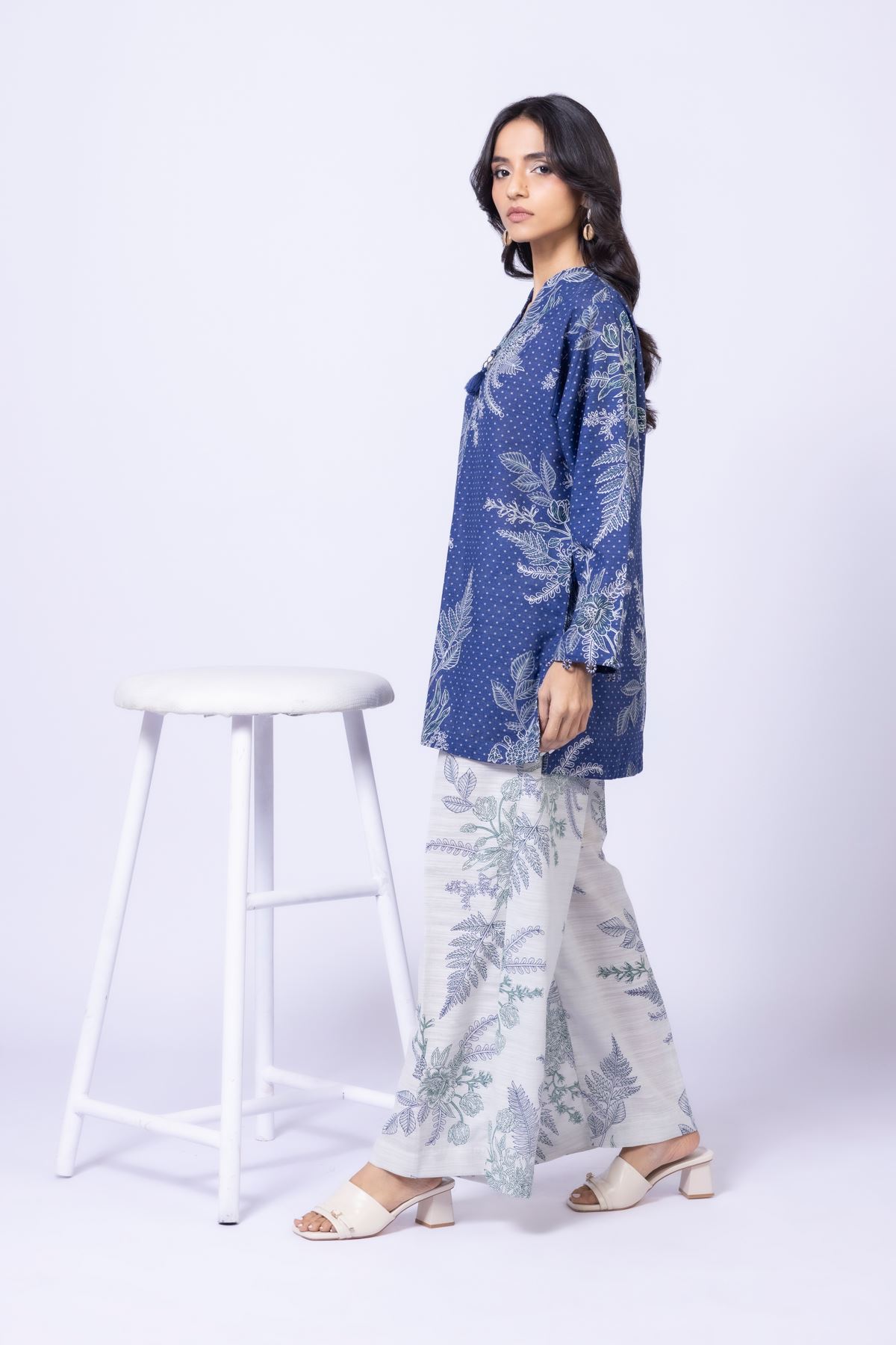 Printed Textured Cotton Kurta - 1001901402