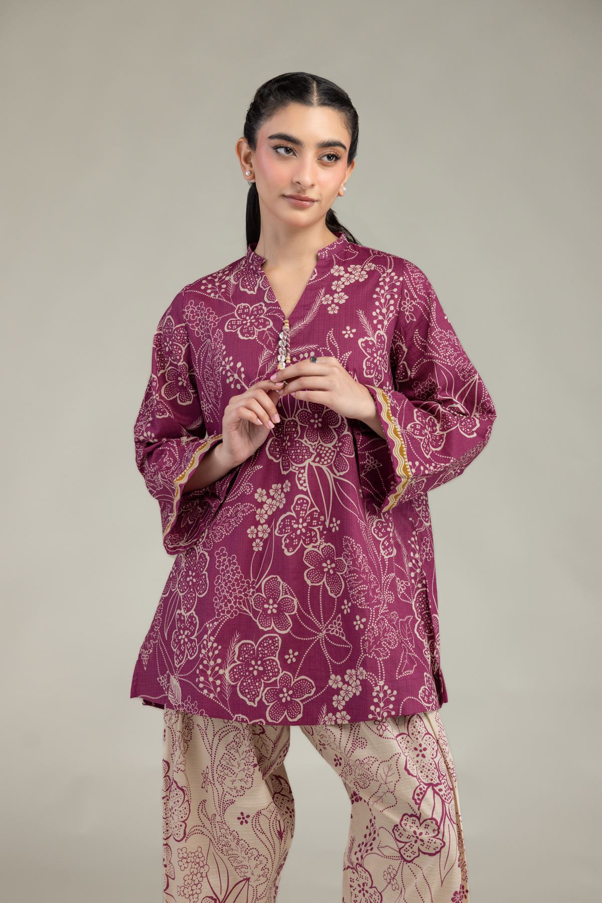Printed Cotton Dobby Short Floral Kurta - 1-26-212-A-E1-VG