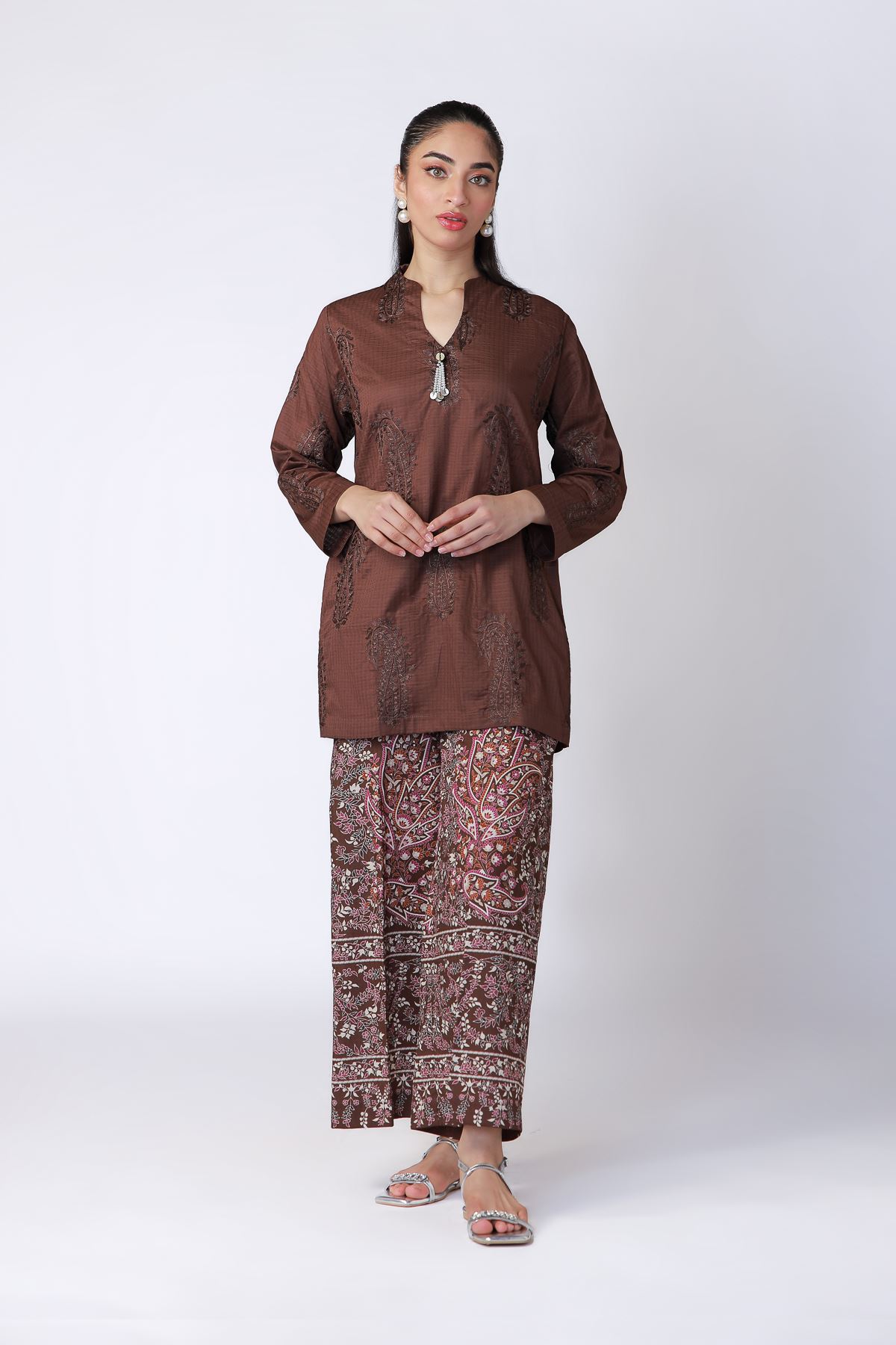 Printed Cotton Dobby Pants - 25-08-8E4-07TA-VG