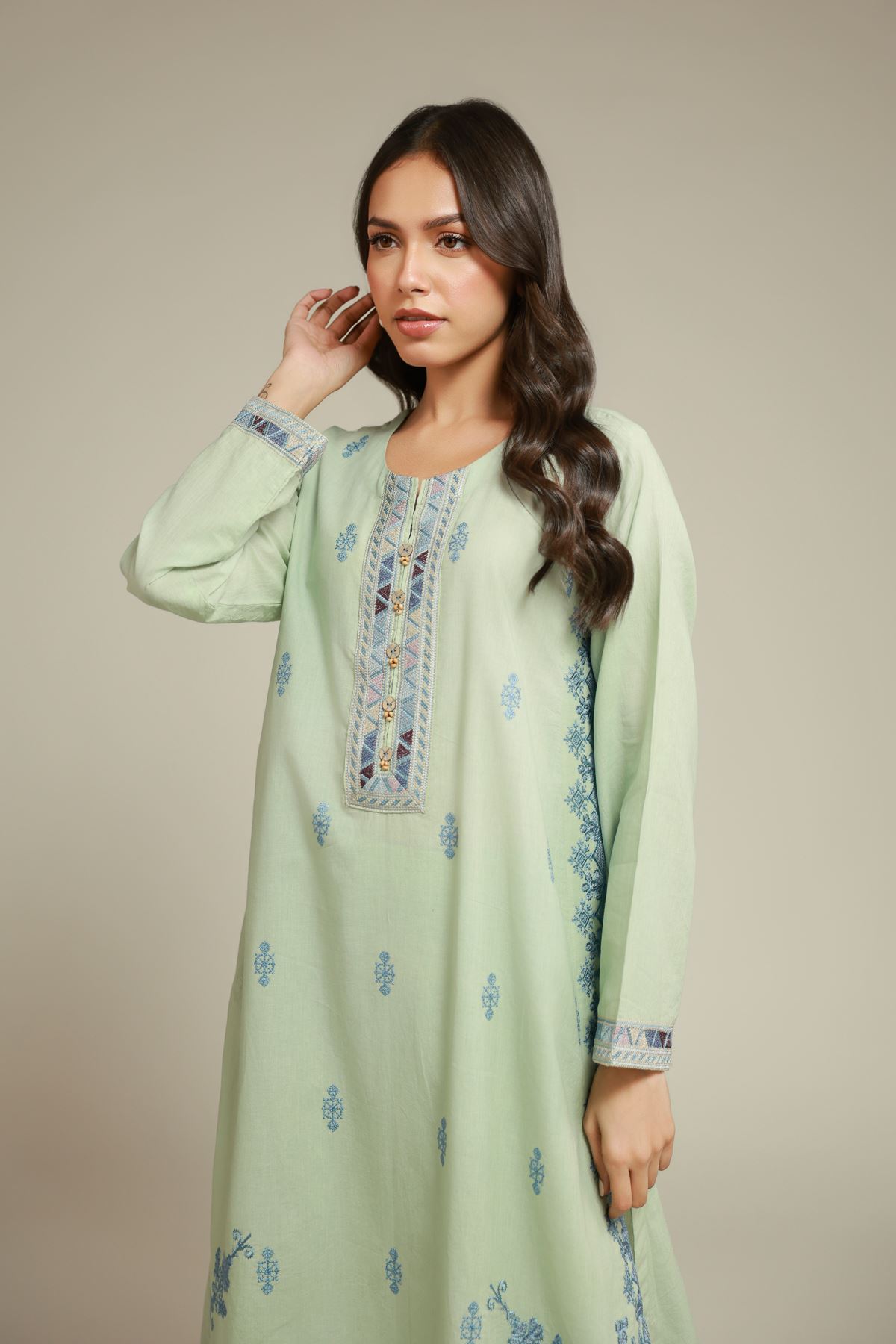 Embroidered Cambric Fabrics 2 Piece | Top and Bottom - A112-26-122EB2-VG
