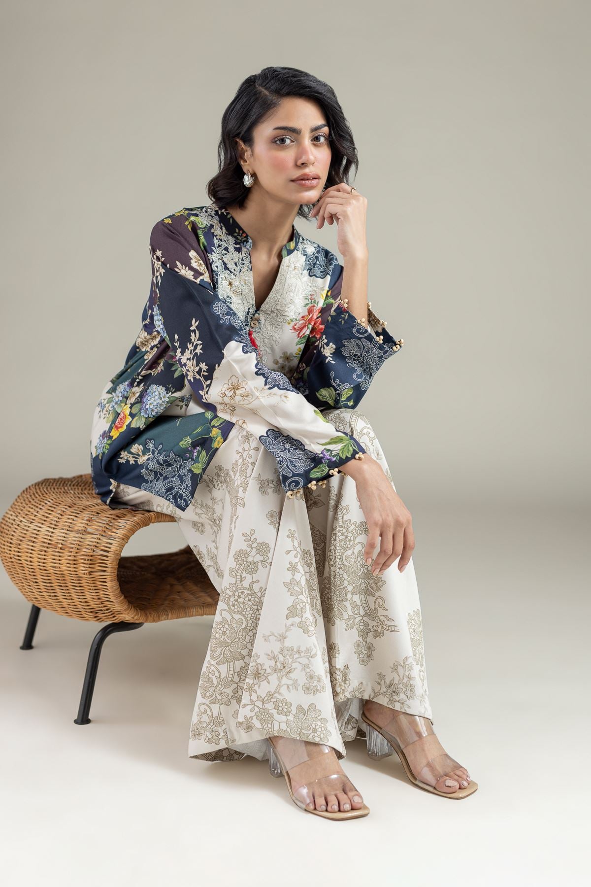 Embroidered Marina Floral Tassel Kurta - 25-10-11E12-03TB-VG