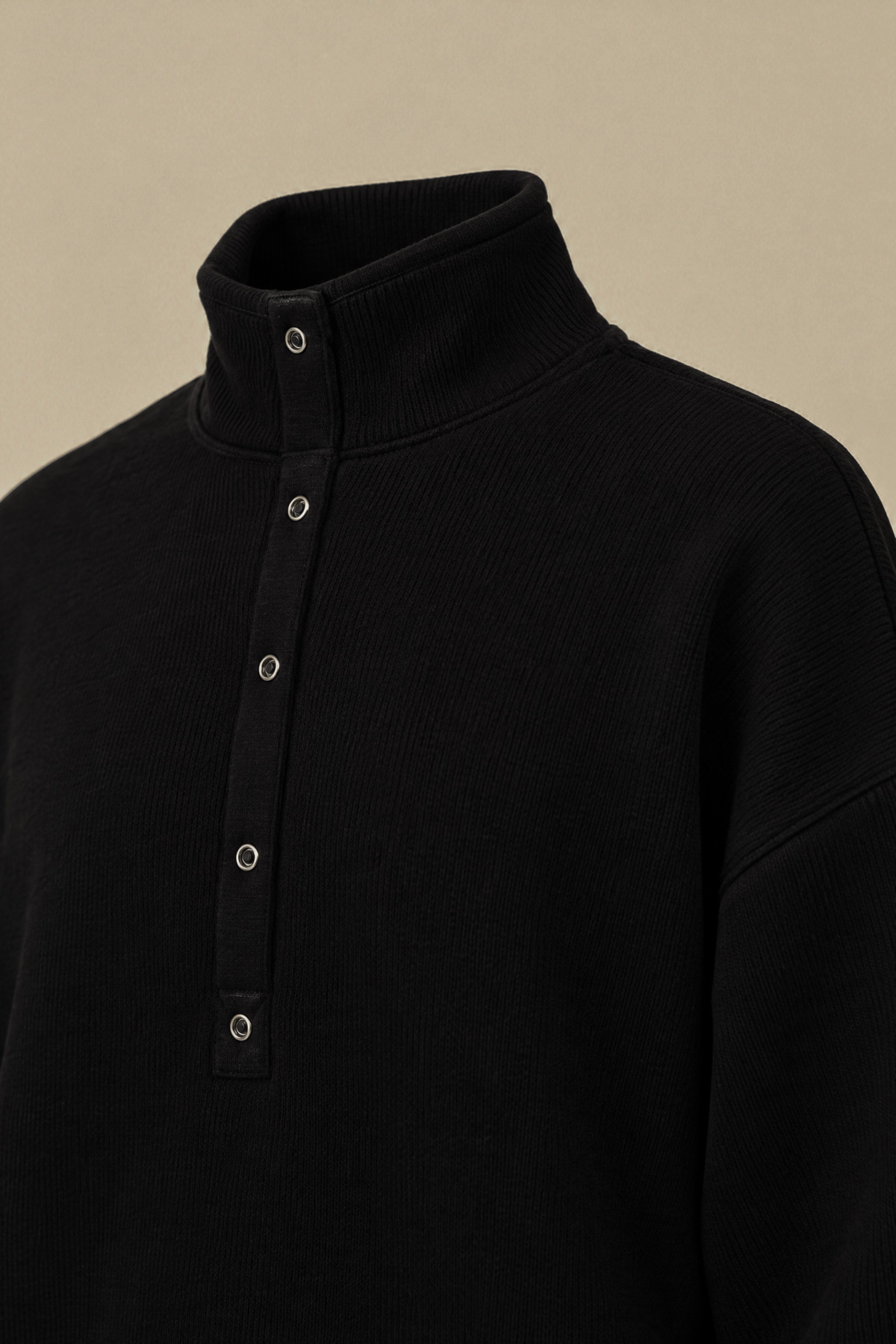 Dyed Textured Cotton Black Cotton Sweatshirt - 2-26-308-A-G1-VG