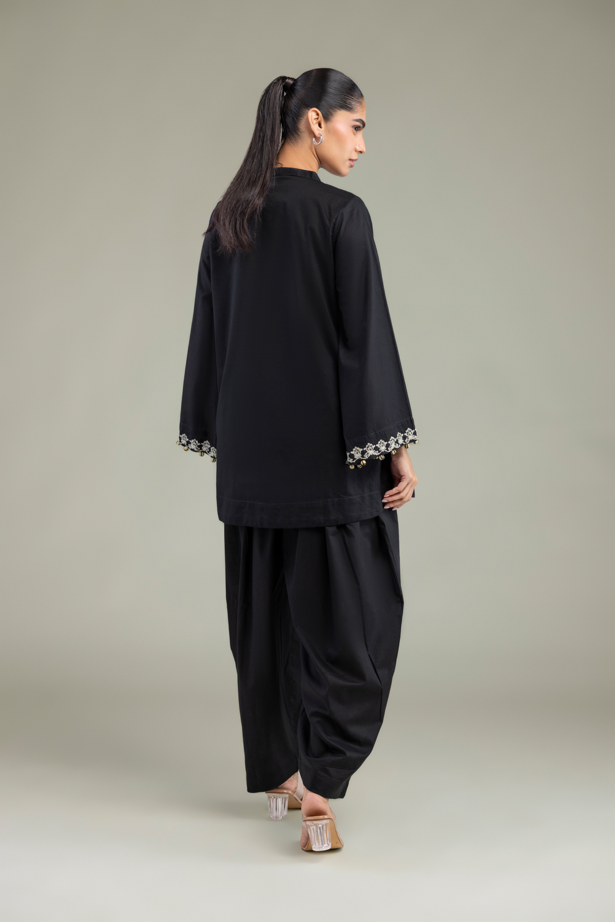 Embroidered Cambric Black Cambric Kurta - 1-26-102-A-F-VG