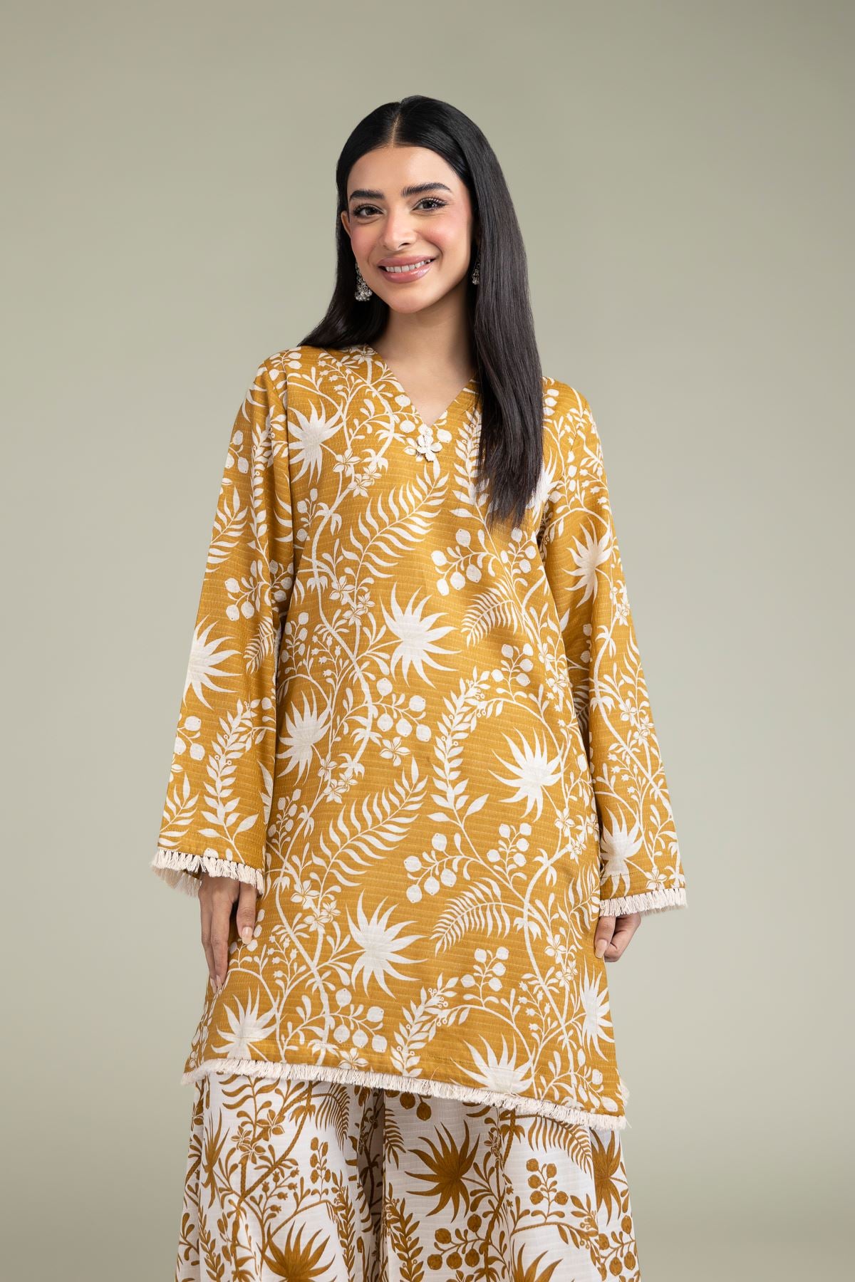 Printed Cotton Dobby Floral Cotton Kurta - 1-26-247-A-G1-VG