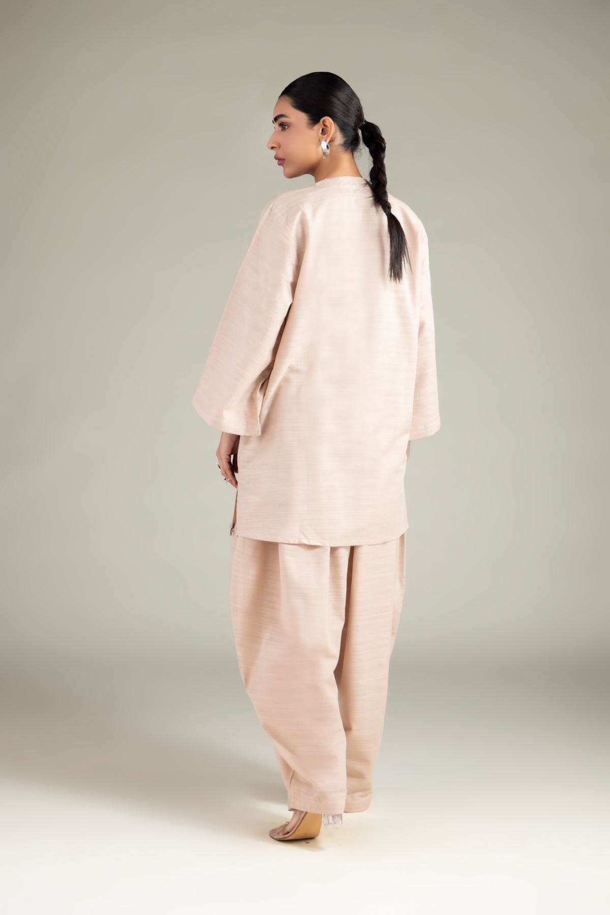 Dyed Textured Cotton V-Neck Tassel Kurta - 1-26-125-B-F-VG