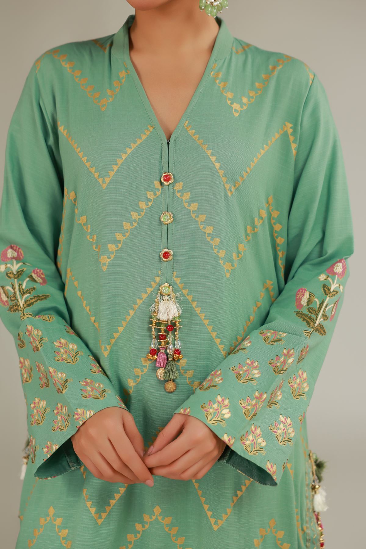 Raw Silk 3 Piece Co-ord Set - 2-26-103-A-F-VG
