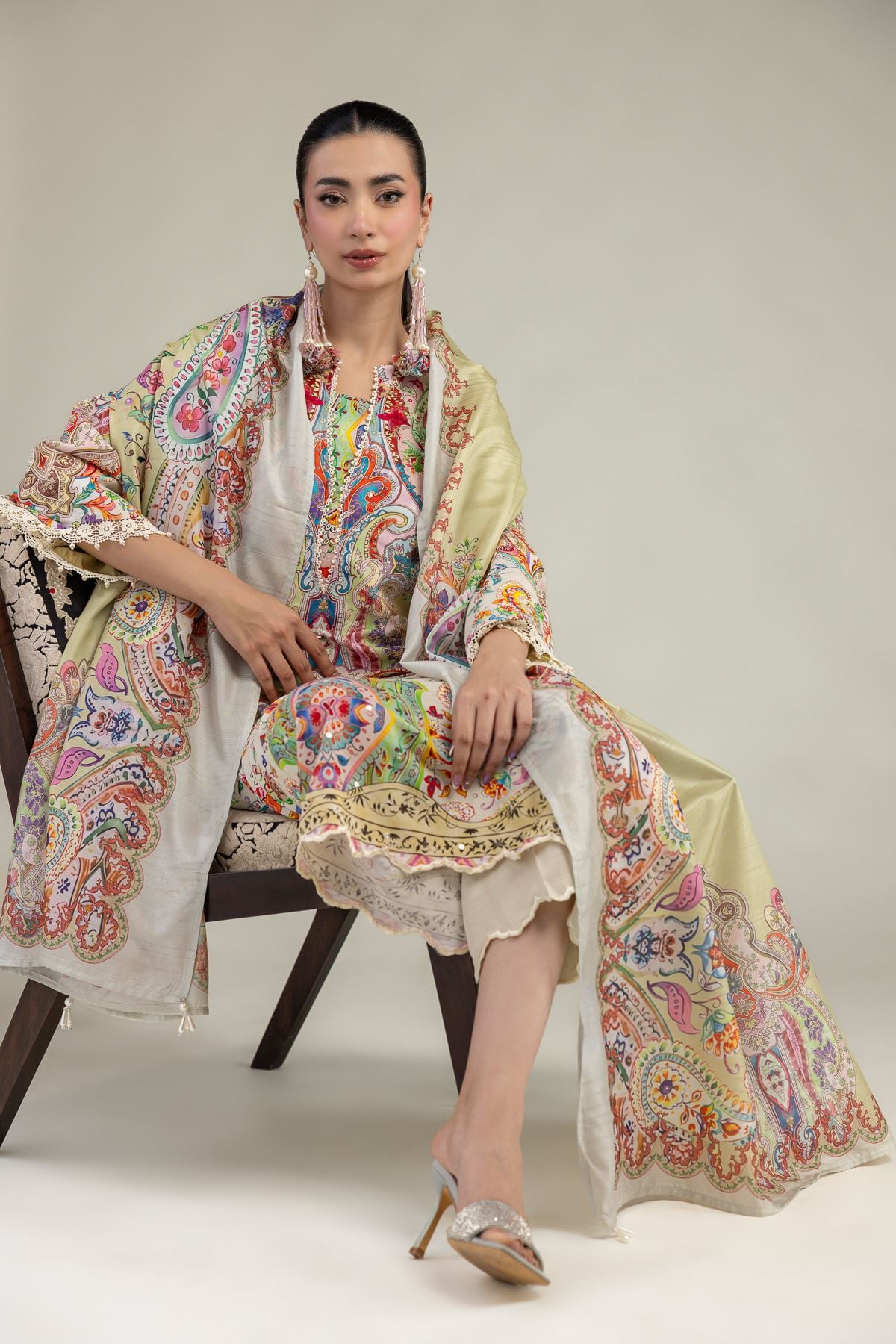Embroidered Polyester Silk Silk Paisley Dupatta - 2-26-212-A-C1-VG
