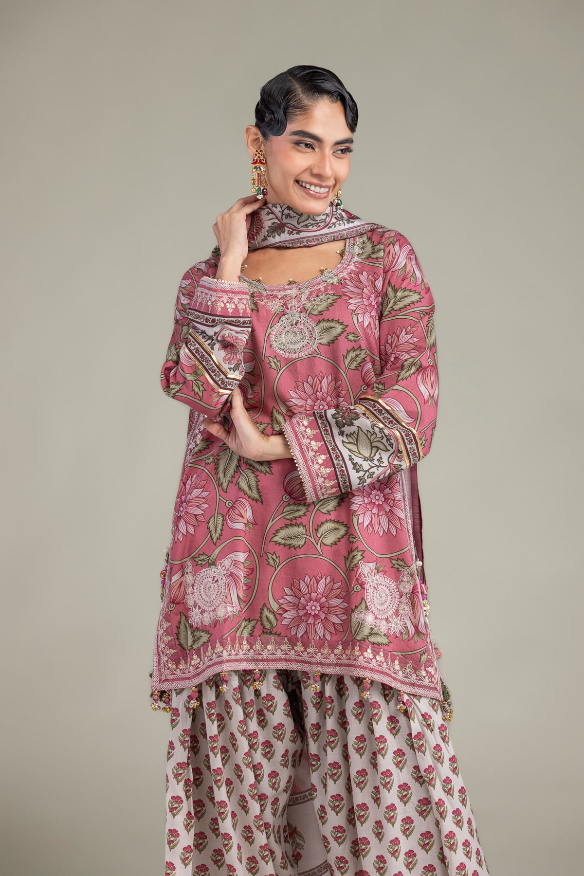Embroidered Raw Silk Silk Round-Neck Kurta - 1-26-102-A-F-VG