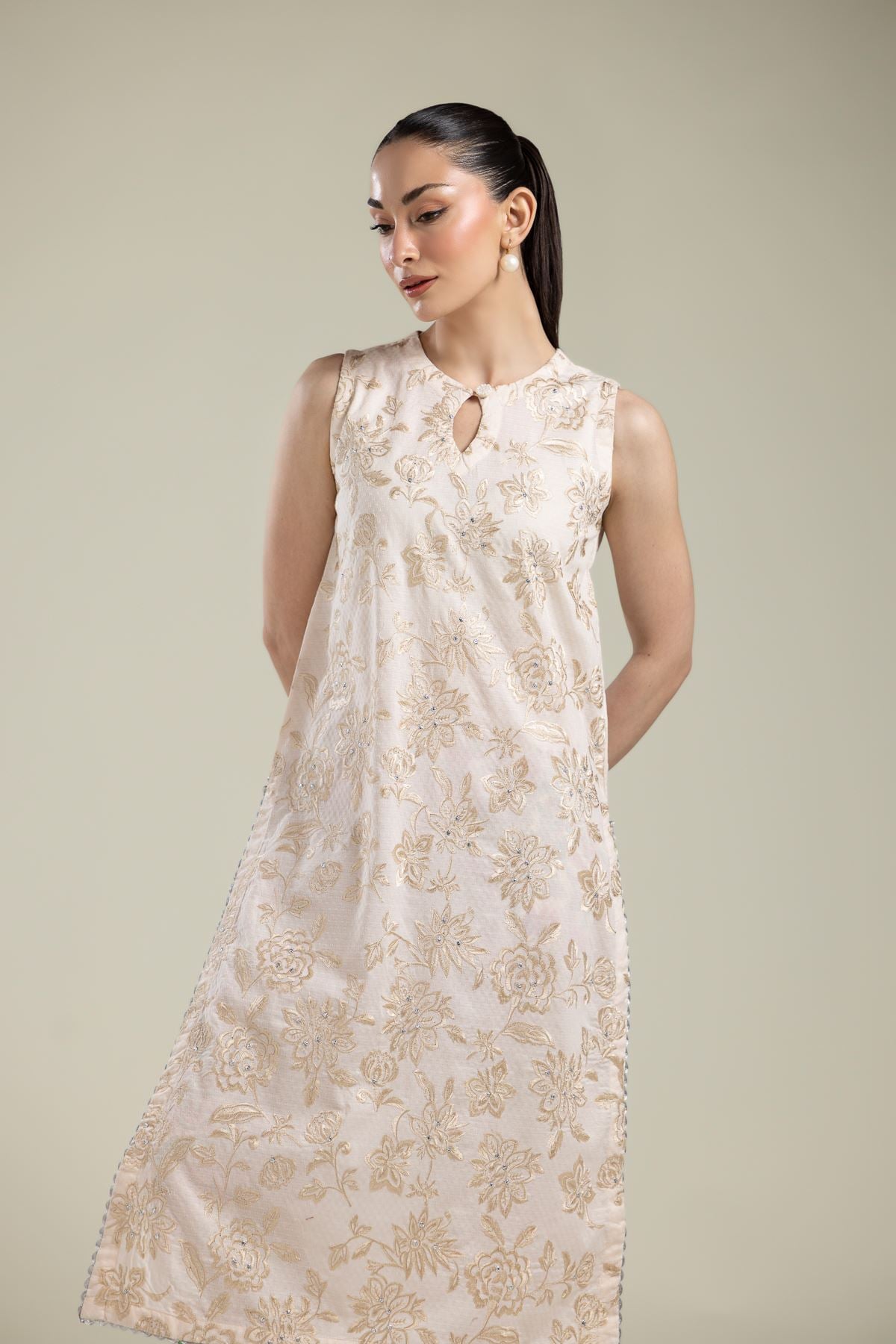 Embroidered Cotton Dobby Cotton Floral Kurta - 1-26-106-A-D-VG