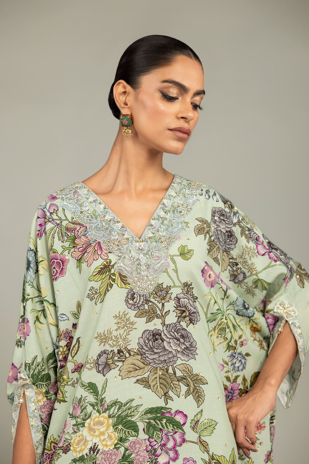 Embroidered Raw Silk 2-Piece Co-ord Set - 8-26-303-A-C1-VG