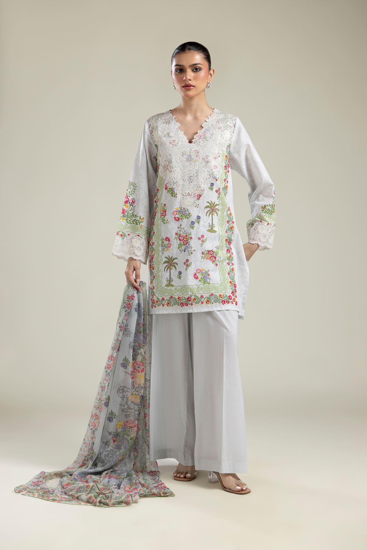 Embroidered Cambric Tailored 3-Piece Set - T-A22-26-110FG1-VG