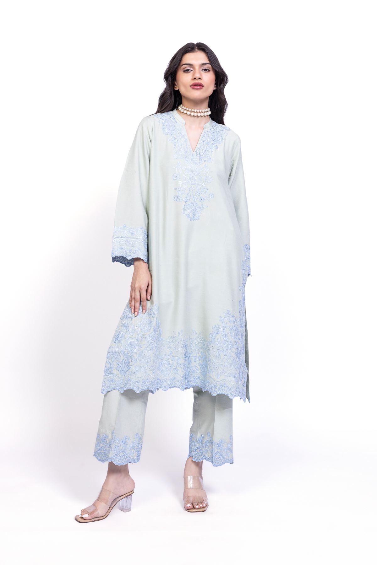 Embroidered Raw Silk Kurta - 25-09-12E2-01TA-VG