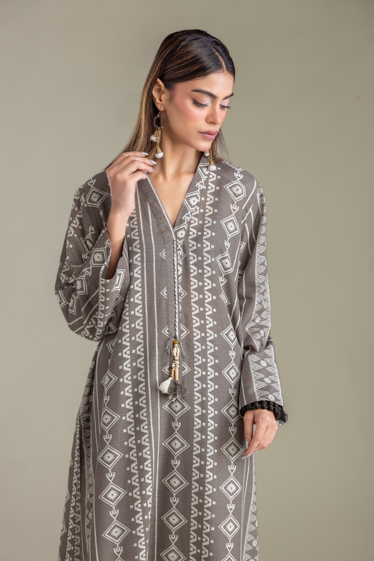Printed Light Khaddar Light Khaddar Kurta - 1-26-433-A-G1-VG