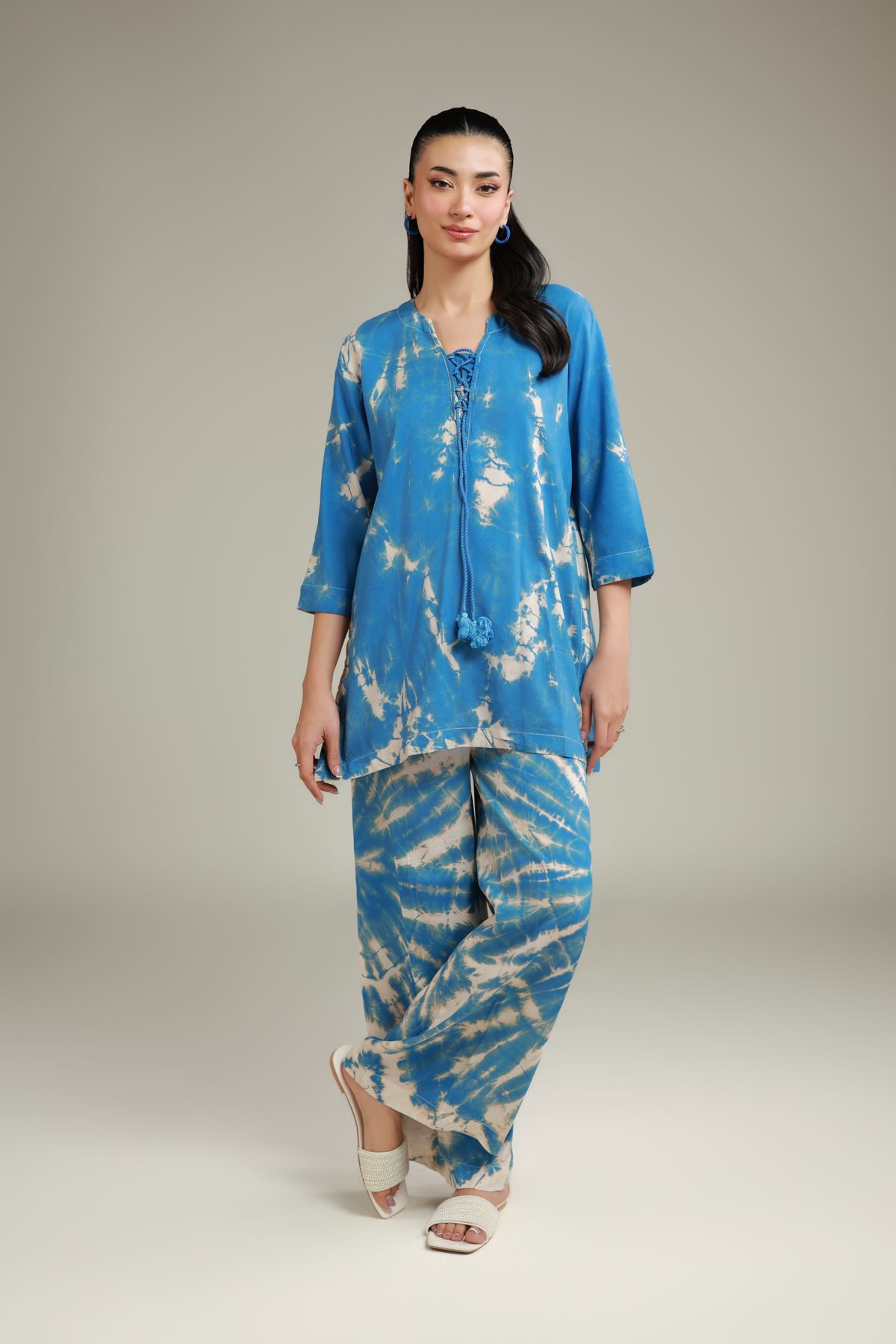 Printed Raw Silk Printed Co-ord Set - R-SB25056A-VG