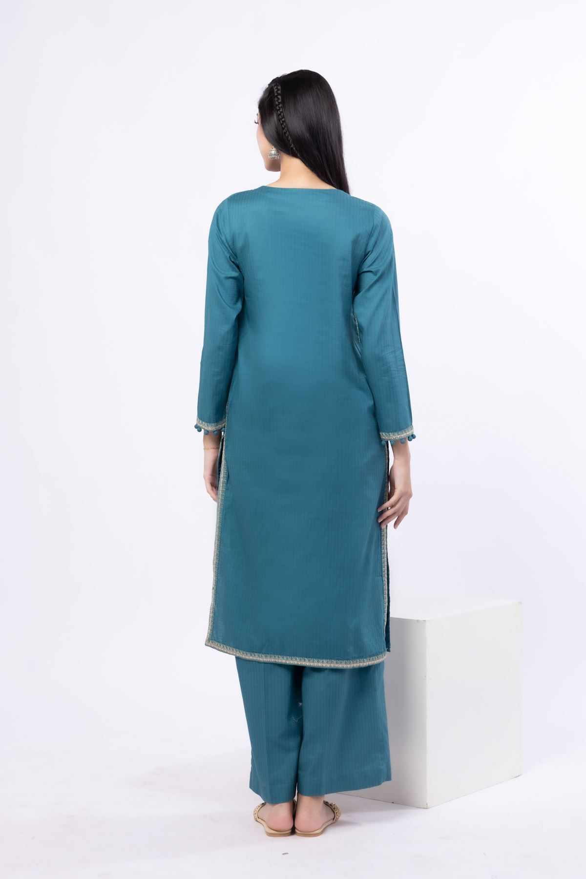 Embroidered Cotton Dobby Kurta - 1-26-122-A-D-VG