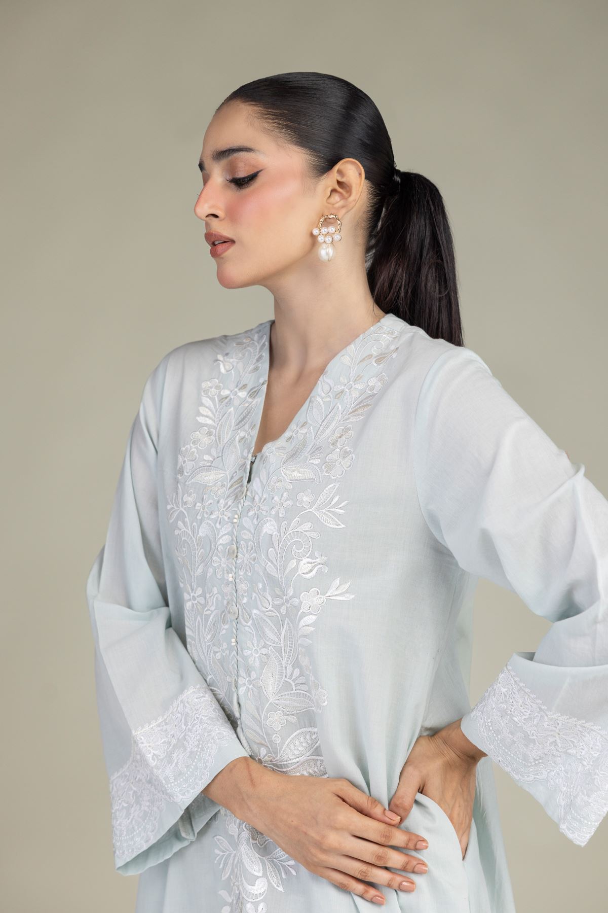 Embroidered Cambric Fabrics 2 Piece | Top and Bottom - A22-26-214FH1-VG