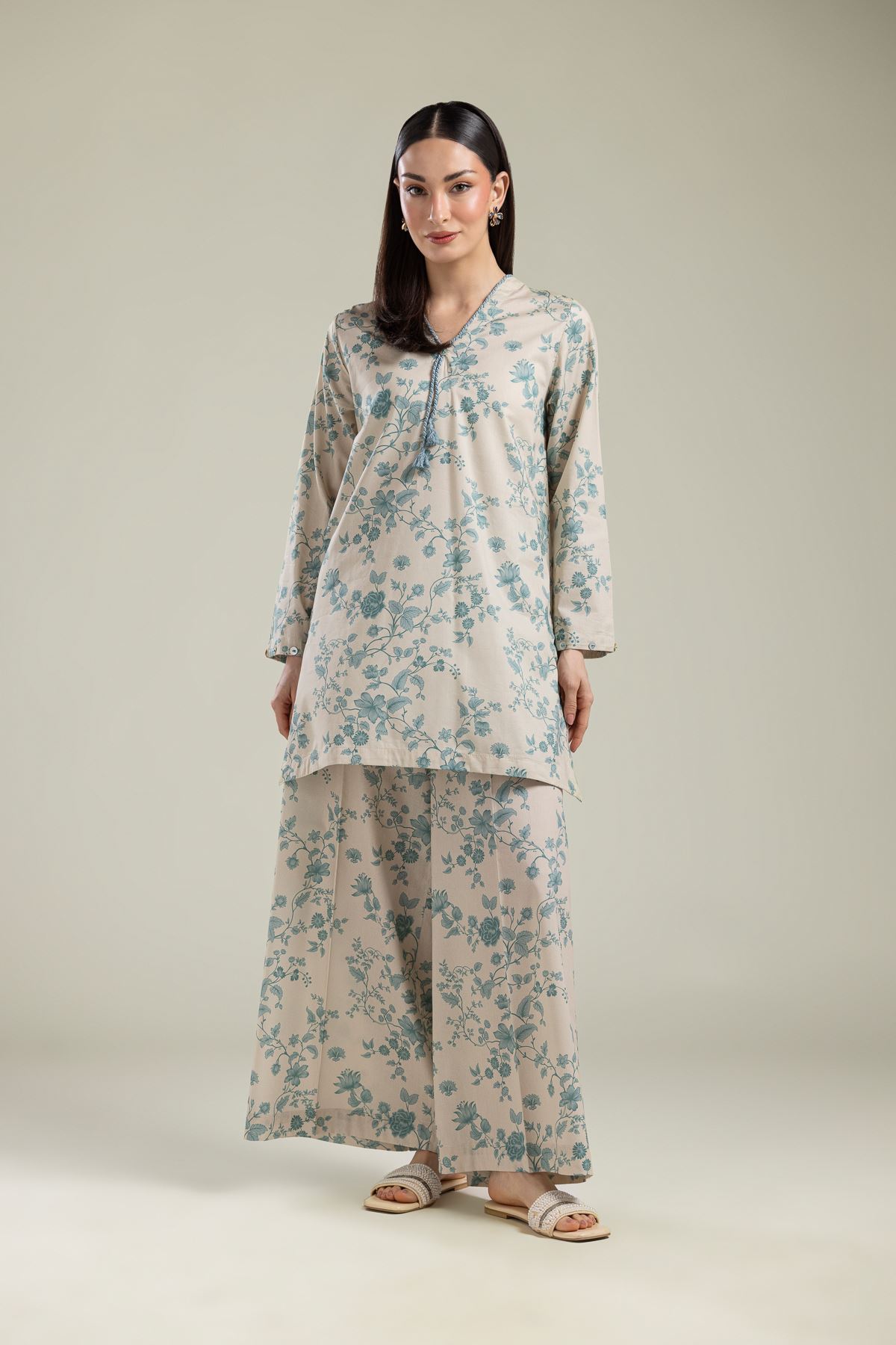 Printed Cotton Viscose Pants - 1-26-135-B-A-VG