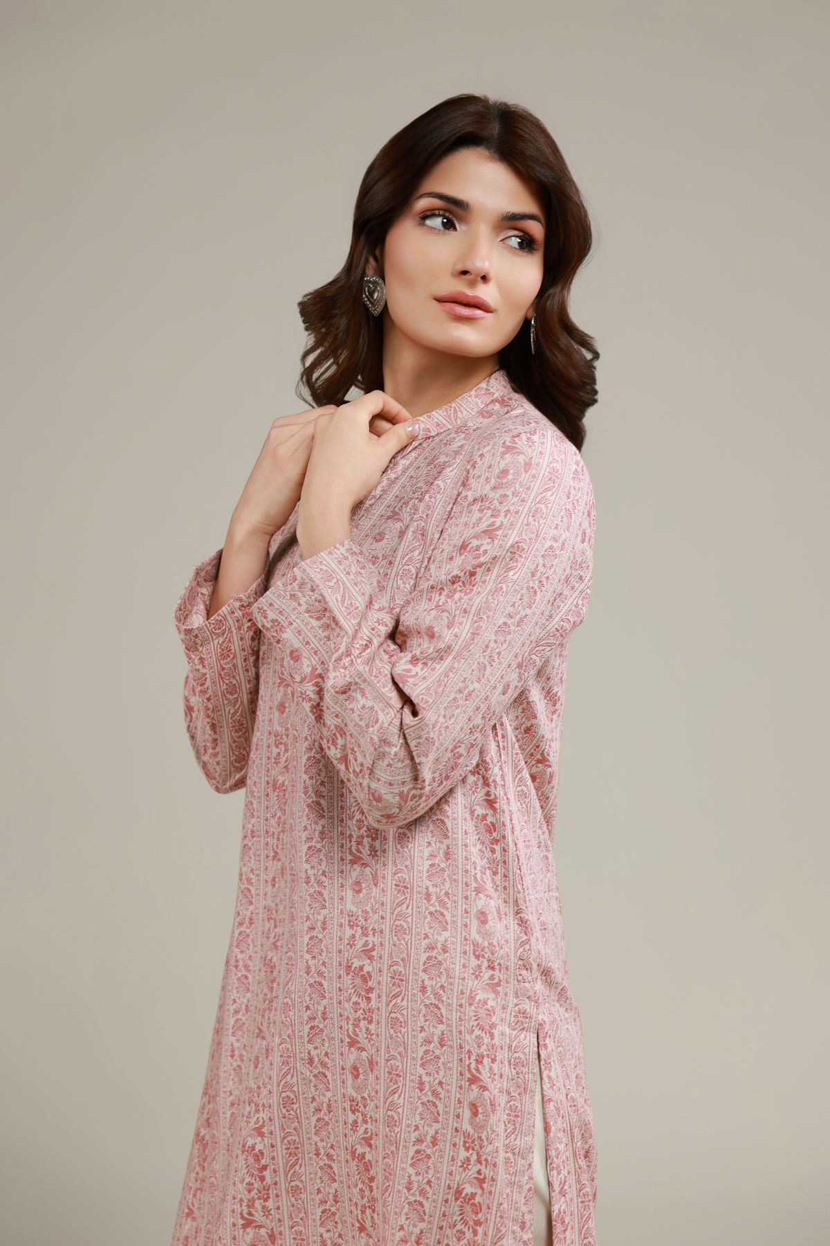 Dyed Jacquard Kurta - 25-10-11E12-03TB-VG