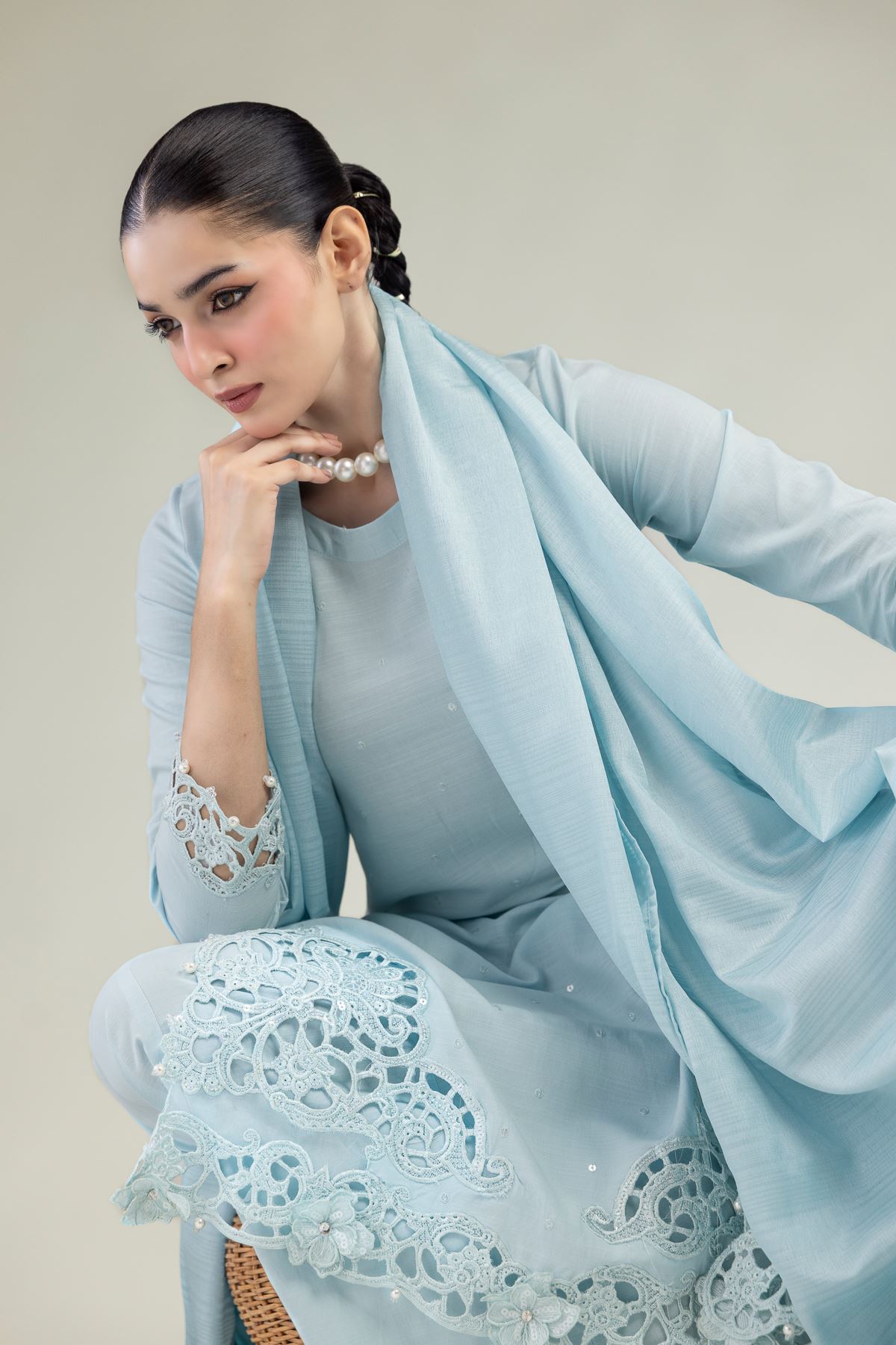 Raw Silk 3-Piece Co-ord Set - 1-26-221-A-G1-VG