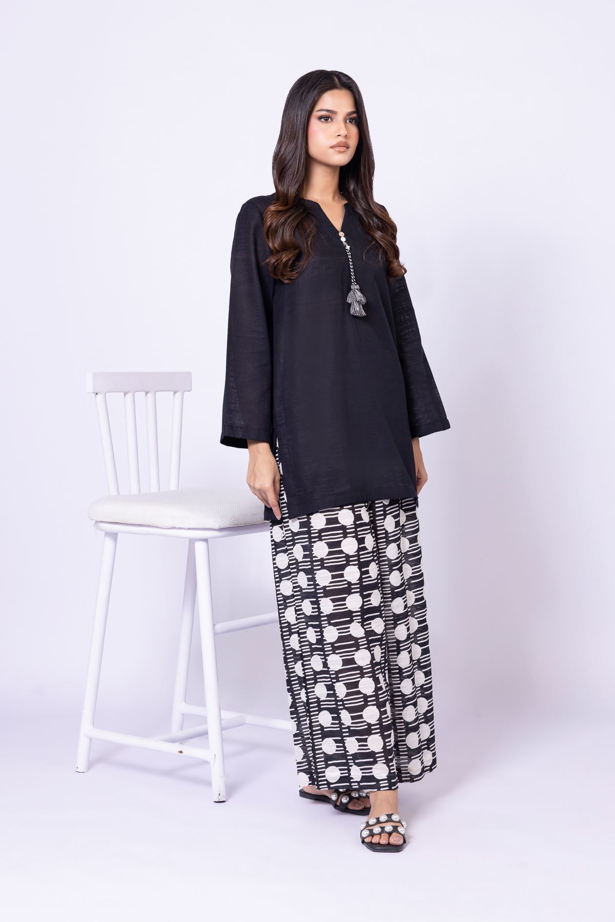 Printed Textured Cotton Pants - 25-09-11E3-07TA-VG